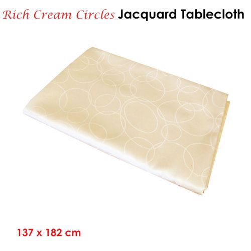 Rich Cream Circles Jacquard Tablecloth 137 x 182 cm