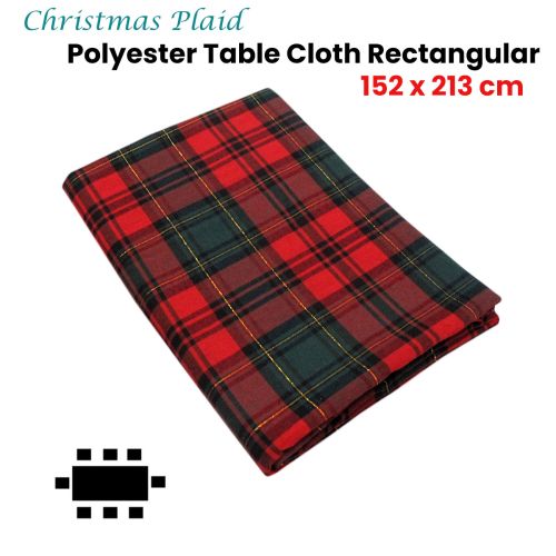 Christmas Plaid Polyester Table Cloth 152 x 213cm