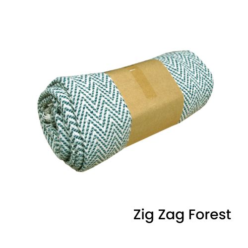 Zig Zag Cotton Fringe Throw Rug 125 x 150 cm