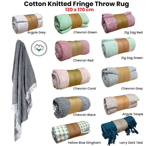Cotton Fringe Throw Rug 130 x 170 cm