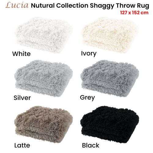 Lucia Nutural Collection Shaggy Throw Rug 127 x 152cm