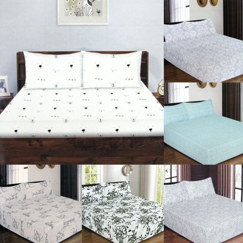 150GSM Luxury Printed Cotton Flannel Combo Fitted Sheet Set Queen