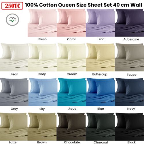 250TC 100% Cotton Sheet Set Queen by Artex