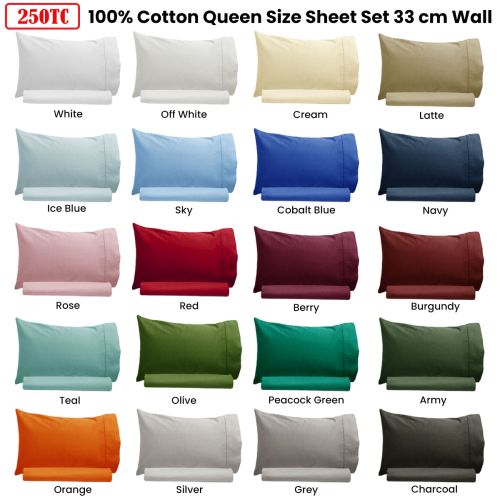 250TC 100% Cotton Sheet Set Single by Artex