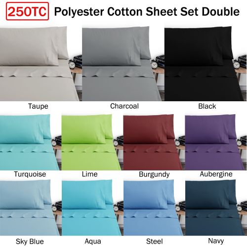 250TC Polyester Cotton Sheet Set Double by Artex