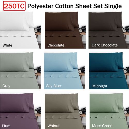 250TC Polyester Cotton Sheet Set Single by Artex