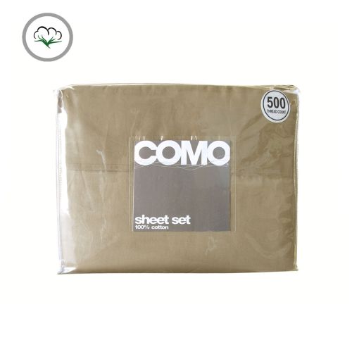 500TC 100% Cotton Como Sheet Set Latte Single