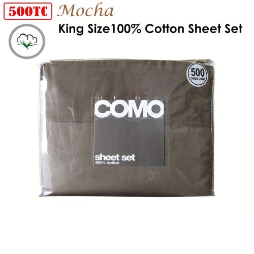 500TC 100% Cotton Como Sheet Set Mocha King