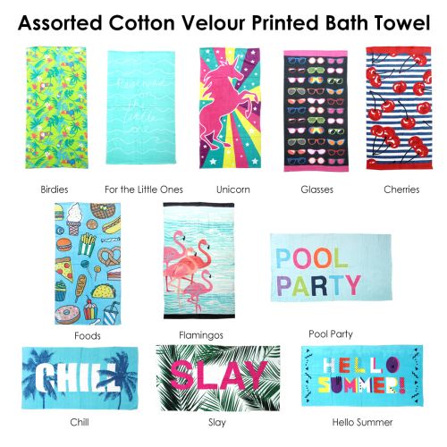 Assorted Cotton Velour Printed Beach/Bath Towel