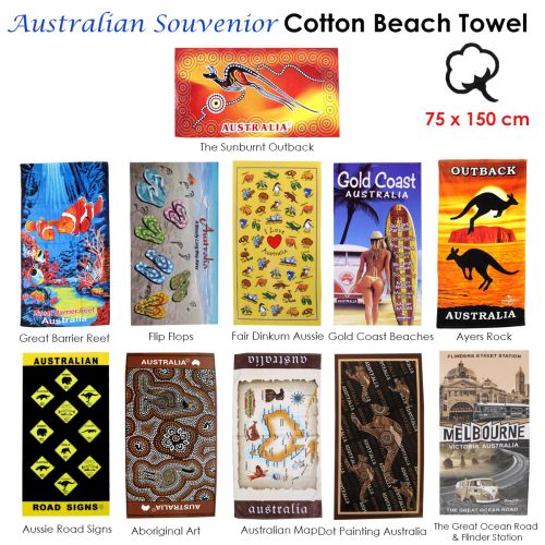 Australian Souvenior Cotton Beach Towel 75 x 150 cm