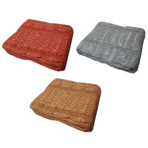 Cable Knitted Throw Rug 127 x 152 cm