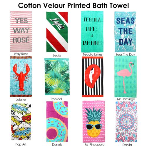 Cotton Velour Printed Beach Towel