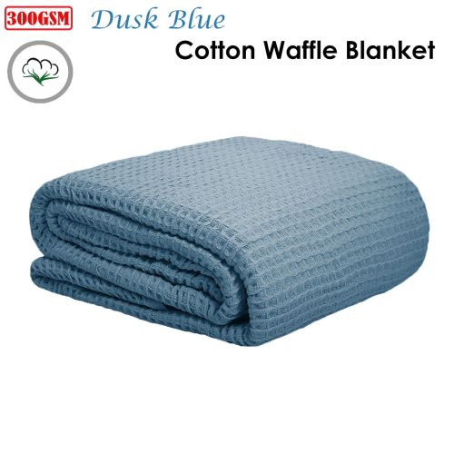 300GSM 100% Cotton Waffle Blanket Dusk Blue