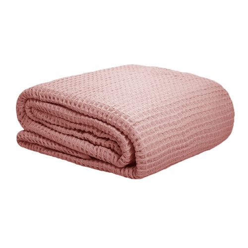 300GSM 100% Cotton Waffle Blanket Dusty Pink