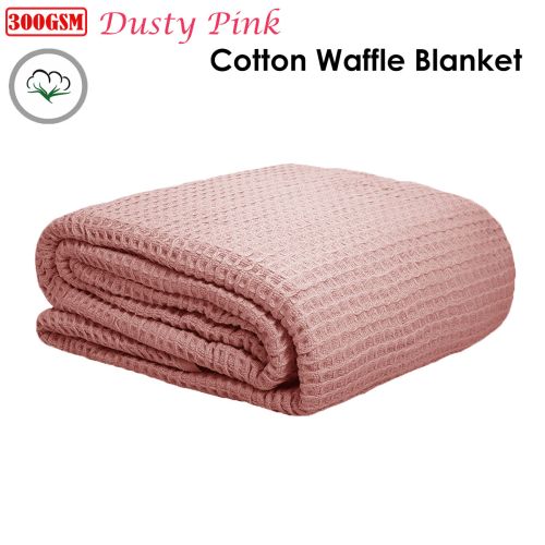 300GSM 100% Cotton Waffle Blanket Dusty Pink