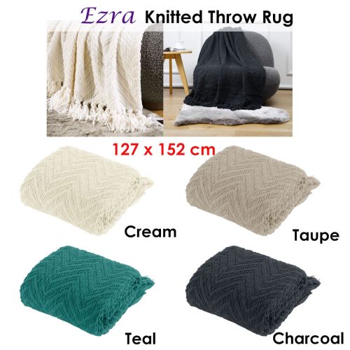 Ezra Chevron Knitted Throw Rug 127 x 152 cm