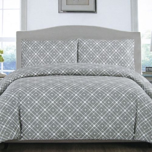 Geometric Pattern Printed Quilt Cover Set Grey Stars by Artex