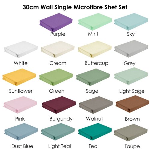 30cm Wall Microfibre Sheet Set Single by Artex