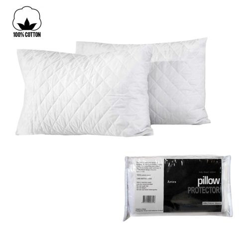 Pair of Lightly Quilted Cotton Standard Pillow Protectors 48 x 74 cm by Artex