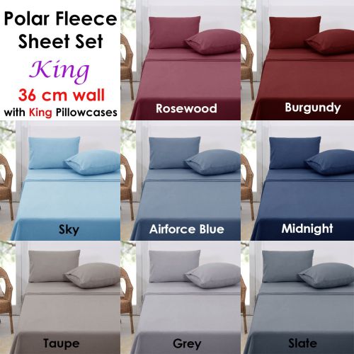 Polar Fleece NON Standard Sheet Set King 36cm Wall with King Pillowcases