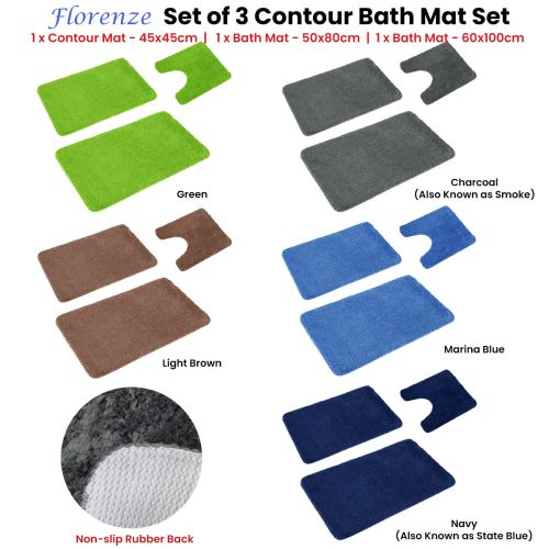 Florenz Set of 3 Contour Bath Mat Set
