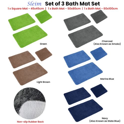 Sleim Set of 3 Bath Mat Set