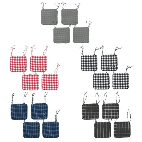 Set of 4 Square Foam Chair Pads with Ties 41 x 41 cm