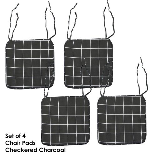 Set of 4 Square Foam Chair Pads with Ties 41 x 41 cm