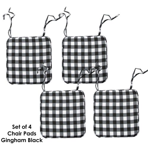 Set of 4 Square Foam Chair Pads with Ties 41 x 41 cm