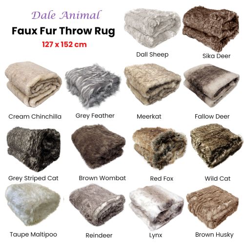 Dale Animal Faux Fur Throw Rug 127 x 152 cm