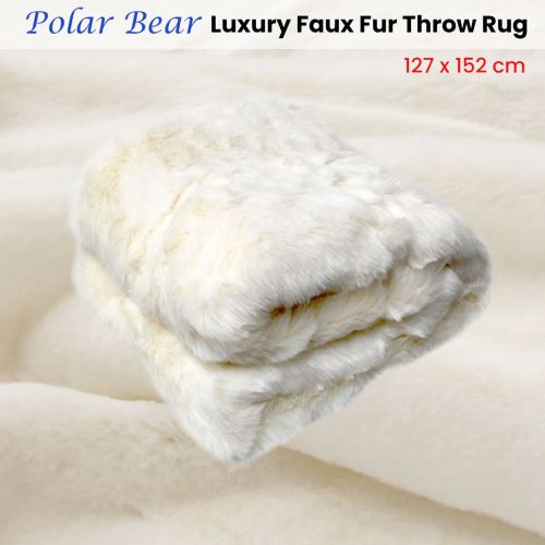 Polar Bear Luxury Faux Fur Throw Rug 127 x 152 cm