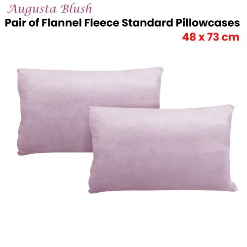 Augusta Blush Pair of Flannel Fleece Standard Pillowcases 48 x 73 cm by Alastairs