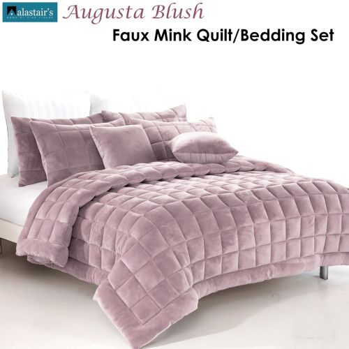 Augusta Blush Faux Mink Quilt / Comforter Set by Alastairs
