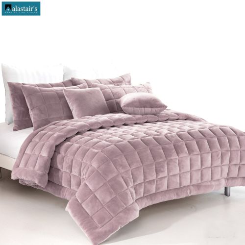 Augusta Blush Faux Mink Quilt / Comforter Set by Alastairs