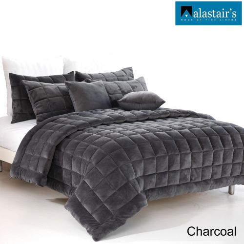 Augusta Faux Mink Quilt / Comforter Set Charcoal by Alastairs