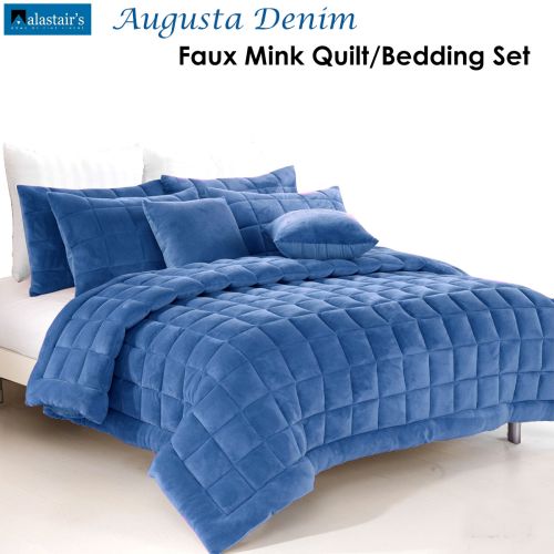 Augusta Denim Faux Mink Quilt / Comforter Set by Alastairs