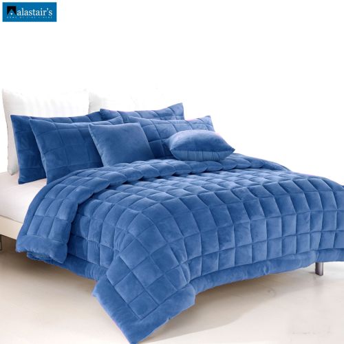 Augusta Denim Faux Mink Quilt / Comforter Set by Alastairs