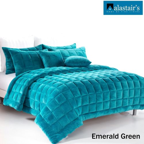 Augusta Faux Mink Quilt Bedding Set, Emerald Green King Bedspread