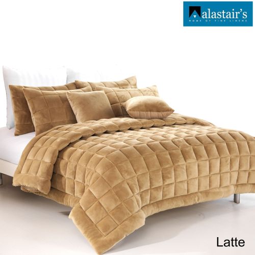 Augusta Faux Mink Quilt / Comforter Set Latte by Alastairs