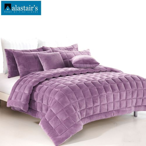 Augusta Lilac Faux Mink Quilt Bedding, Pastel Purple Bedding Set