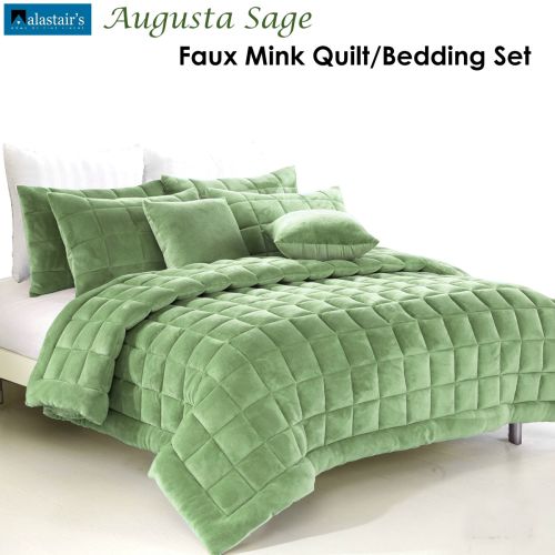 Augusta Sage Faux Mink Quilt / Comforter Set by Alastairs
