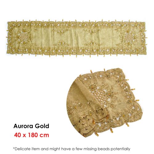 Aurora Beaded Table Runner Diamonte Sequin 40 x 180 cm