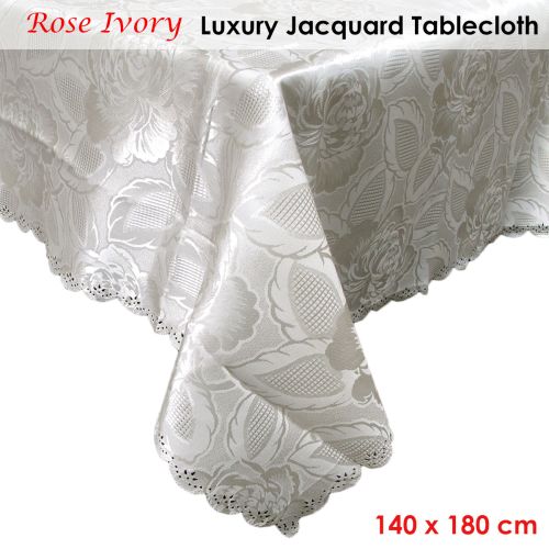 Rose Ivory Luxury Jacquard Tablecloth 140 x 180 cm