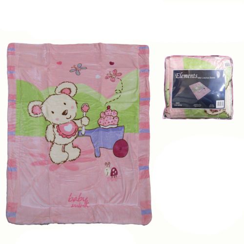 Baby Luxurious Coral Fleece Blanket Pink Teddy by Elements