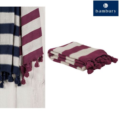 Madison Knotted Tassels Throw Rug Berry 130 x 150 cm by Bambury