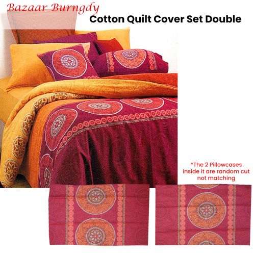 Bazaar Quilt Cover Set Burgundy Double