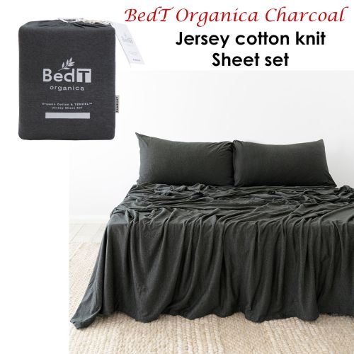BedT Organica Jersey Cotton-Blend Sheet Set Charcoal by BedT