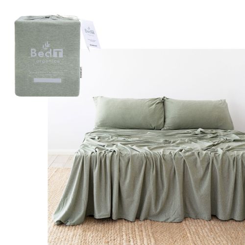 BedT Organica Jersey Cotton-Blend Sheet Set Sage by BedT