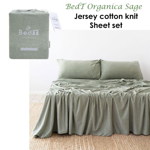 BedT Organica Jersey Cotton-Blend Sheet Set Sage by BedT