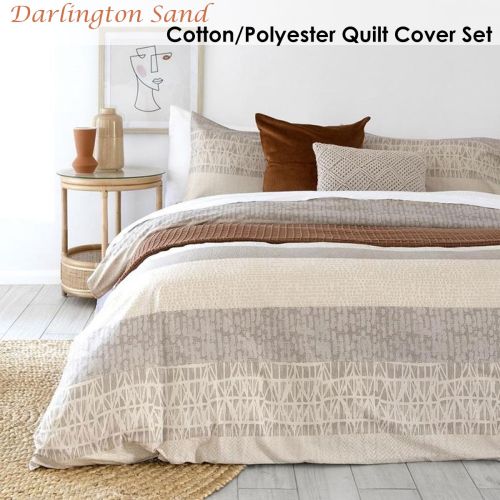 Darlington Sand Cotton Polyester Quilt Cover Set by Bambury
